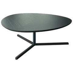 Side Table Metal Pedastal Black Nichel Finish Top Grey Oak Veneered or Calacatta
