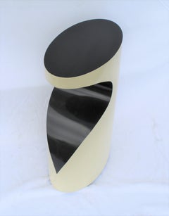 Side Table, Midcentury Designed, Special Shape, Painted Two-Tone, Rolled Steel