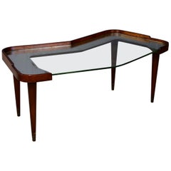 Side Table Midcentury by Osvaldo Borsani in Walnut and Mirror, 1950s