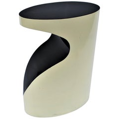 Side Table, Midcentury Designed, Special Shape, Painted Two-Tone, Rolled Steel