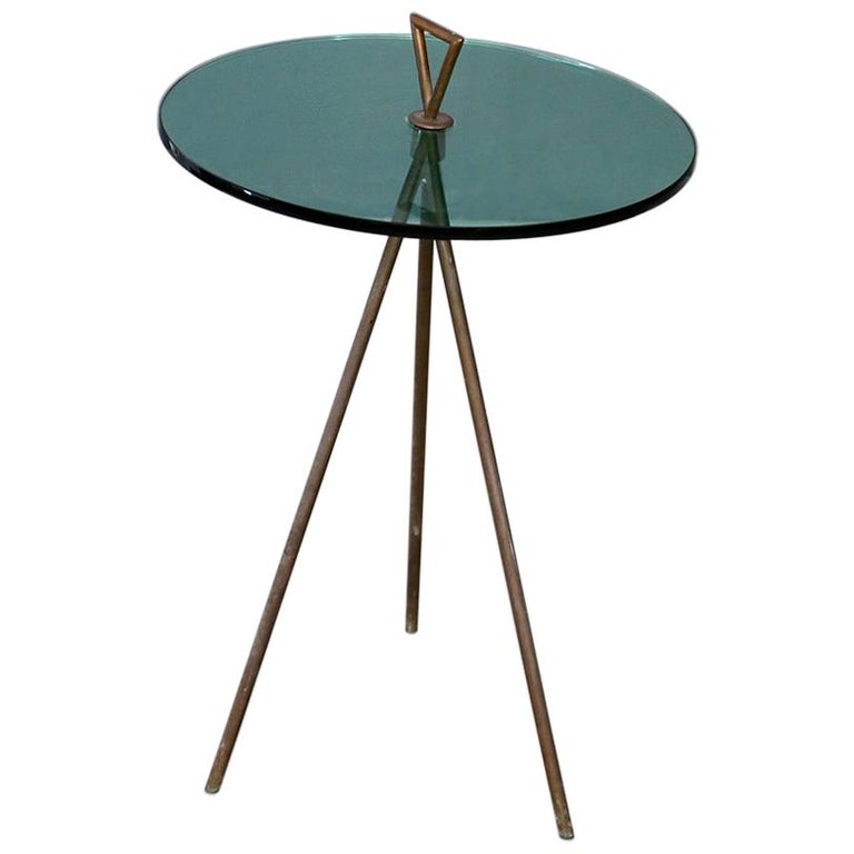 Side Table Midcentury Italian in Brass and Glass, from 1950s at 1stDibs