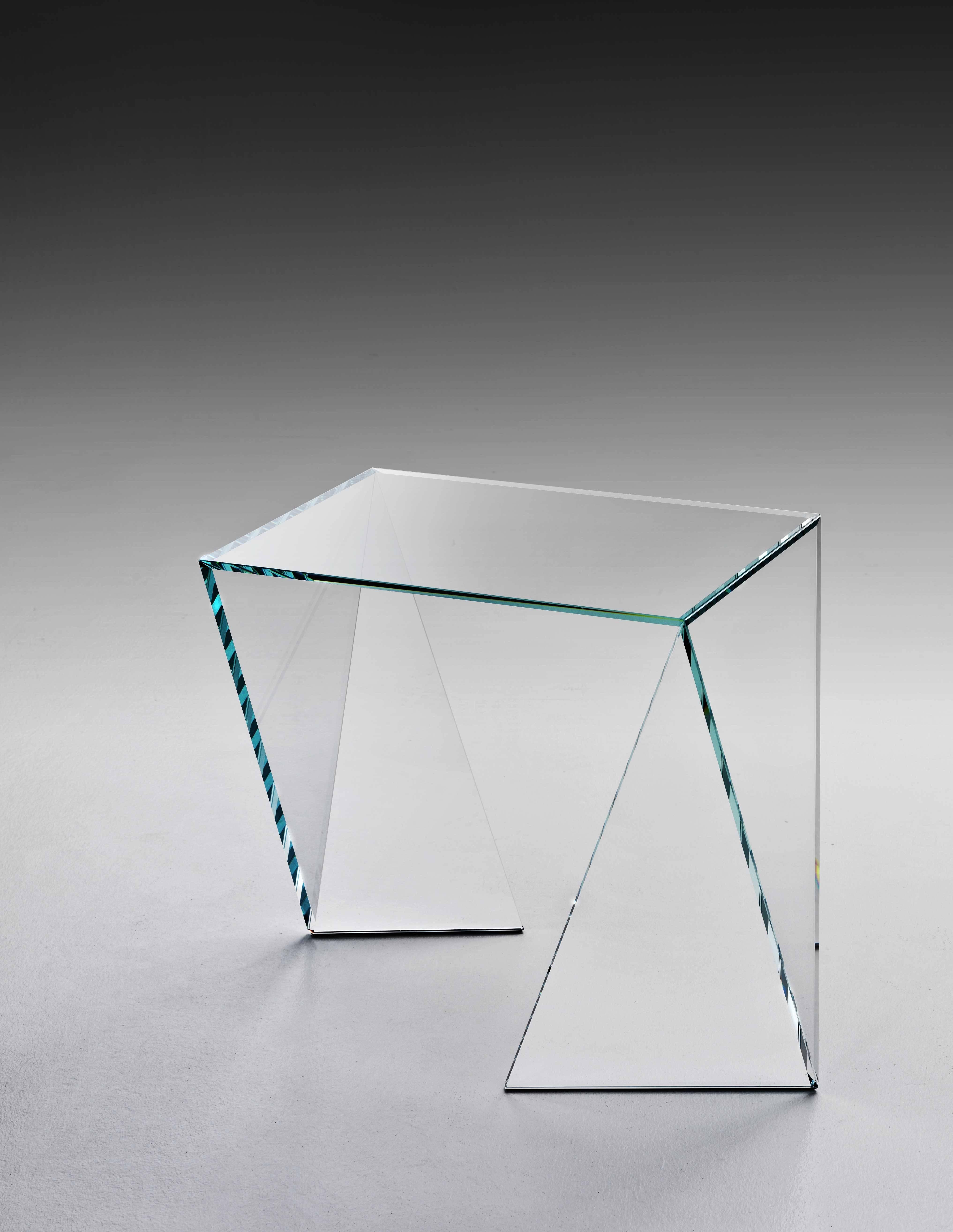 Italian Side Night Stand Table Modern Glass Crystal Limited Edition Collectible Design For Sale