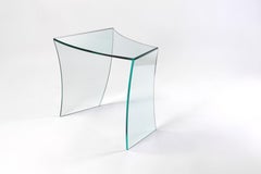 Side or End Table Crystal Glass Curved Shape Collectible Design Made in Italy