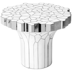 Side Table 'MY Collection' by Michael Young Stainless Steel and White Resin