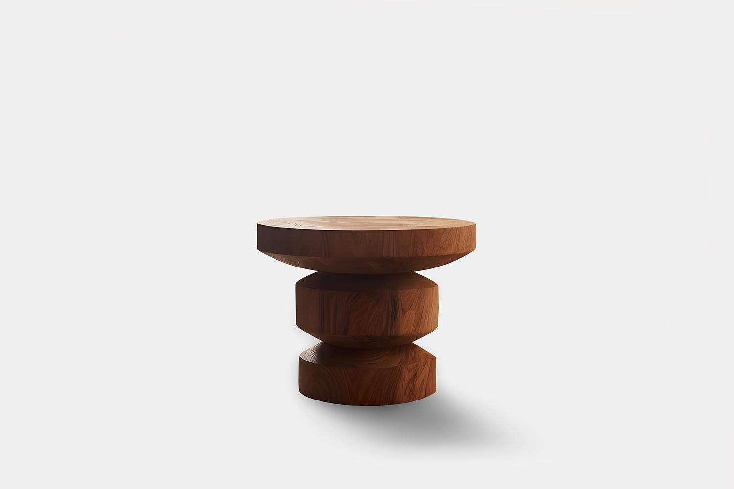 Mexican Side Table, Night Stand in Solid Wood, Auxiliary Table Socle 12 by Joel Escalona For Sale