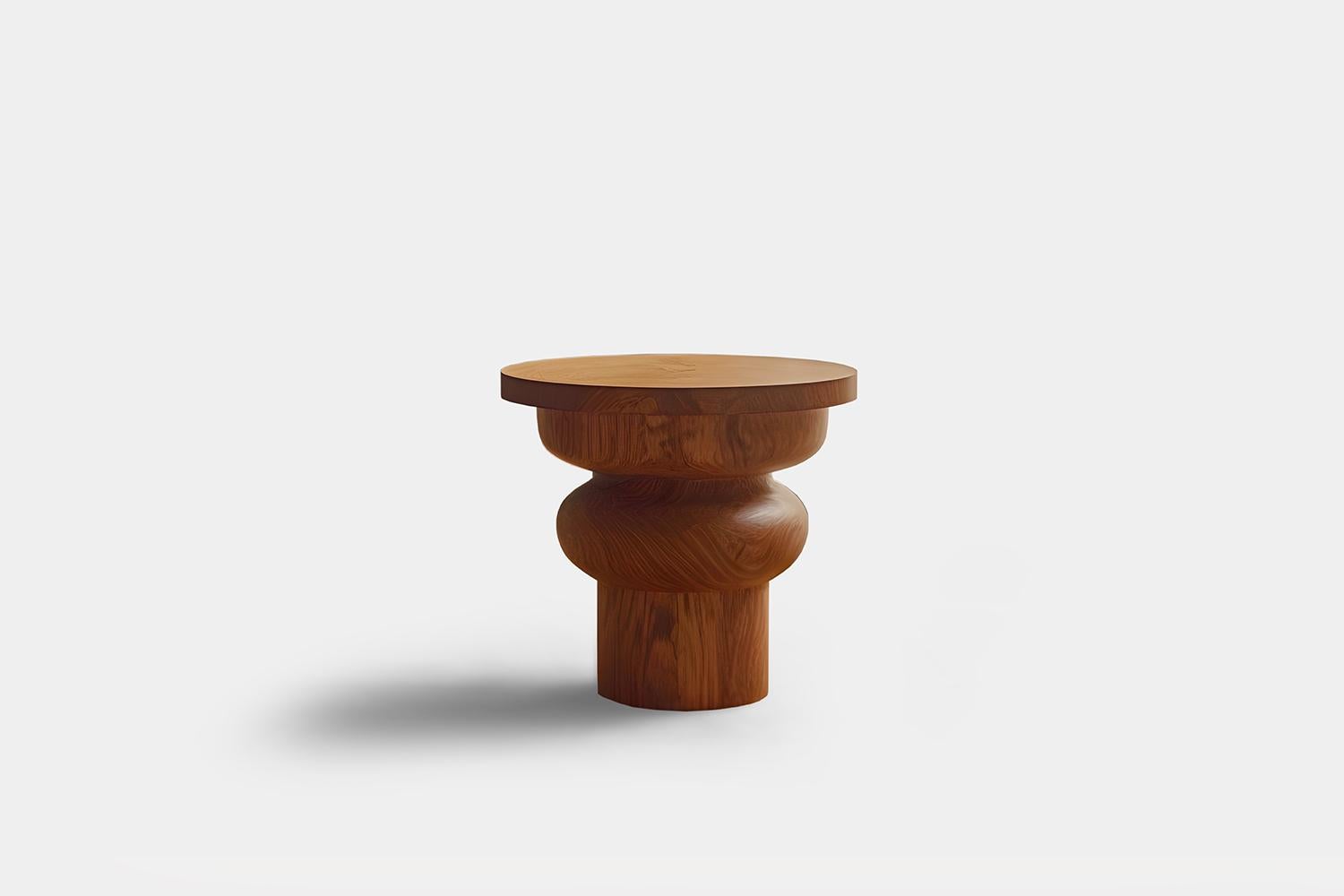 Mexican Side Table, Night Stand in Solid Wood, Auxiliary Table Socle 15 by Joel Escalona For Sale