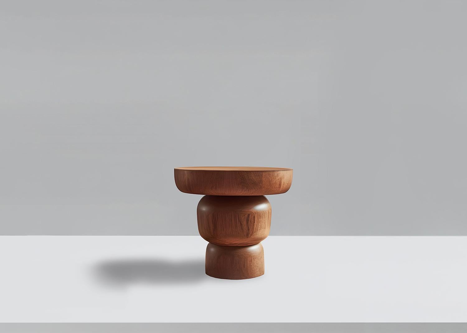 Beistelltisch, Nachttisch aus Massivholz, Auxiliary Table Socle 24 von Joel Escalona (Moderne der Mitte des Jahrhunderts) im Angebot