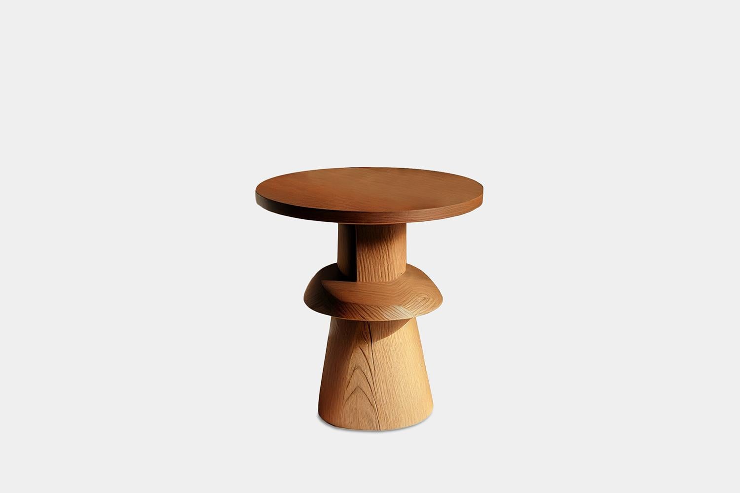 Mexican Side Table, Night Stand in Solid Wood, Auxiliary Table Socle 4 by Joel Escalona For Sale