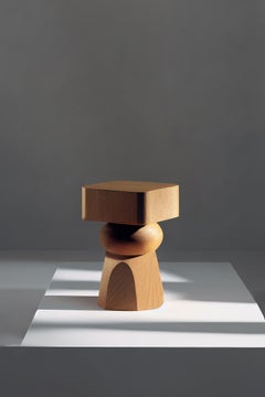 Side Table, Night Stand in Solid Wood, Auxiliary Table Socle 6 by Joel Escalona