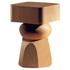 Side Table, Night Stand in Solid Wood, Auxiliary Table Socle 6 by Joel Escalona
