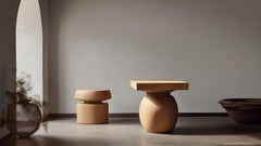Side Table, Night Stand in Solid Wood, Auxiliary Table Socle 7 by Joel Escalona