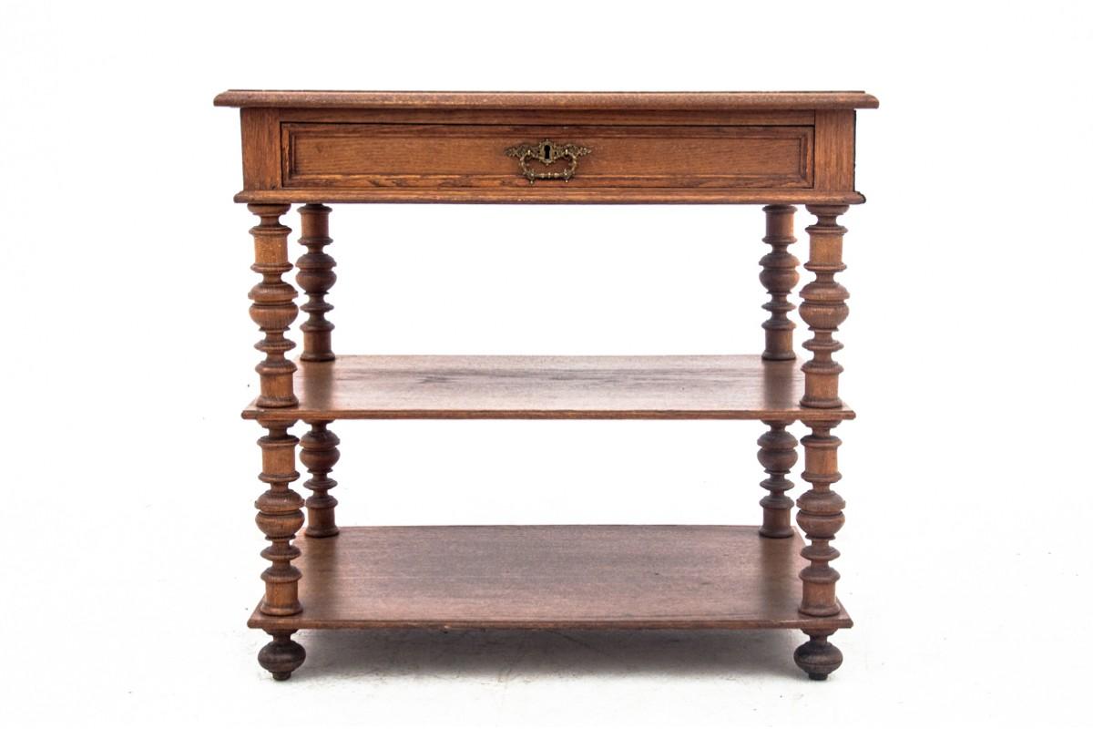 Historic side table imported from Scandinavia. Year of creation around 1900.

Dimensions: height 79 cm / width 84 cm / depth 52 cm