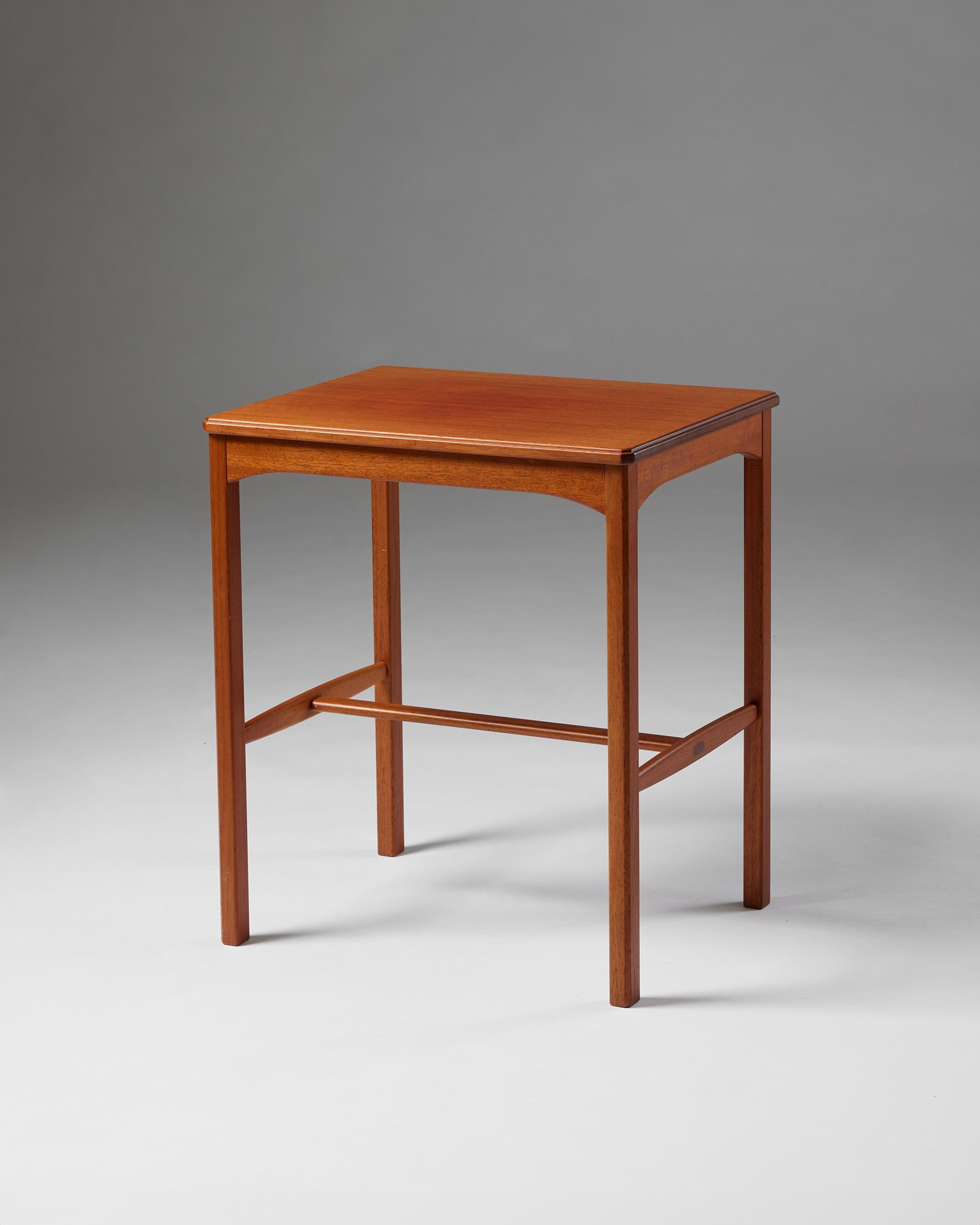 Side table ‘October’ designed by Carl Malmsten,
Sweden, 1930s.
Walnut.

Stamped.
