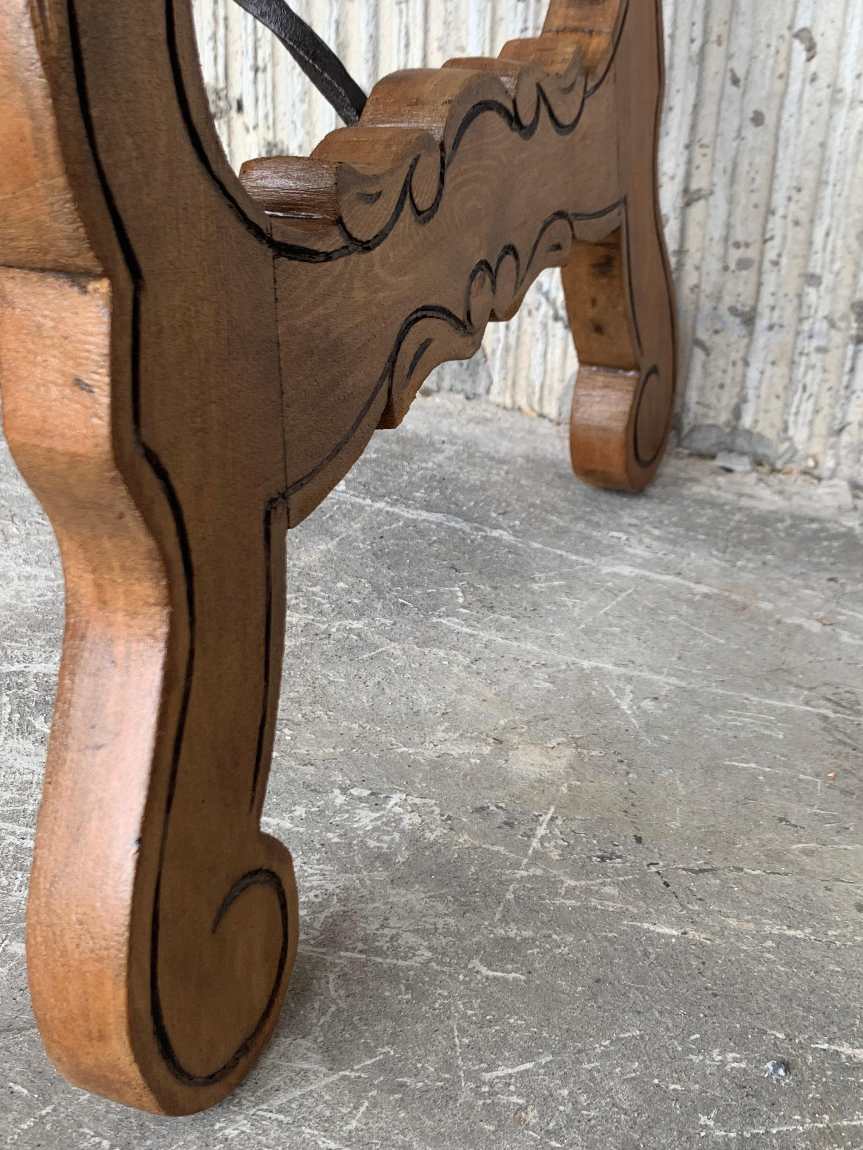 Side Table of Chestnut with Carved Lyre Legs, Spanish, 18th Century 5