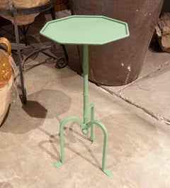 Side Table of Iron Painted Green with Octagonal Top