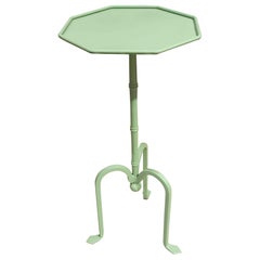 Side Table of Iron Painted Green with Octagonal Top