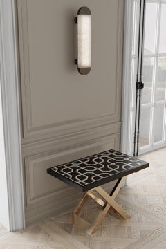 Side Table of Resin, Nickel and Fumed Eucalyptus, Made in Italy