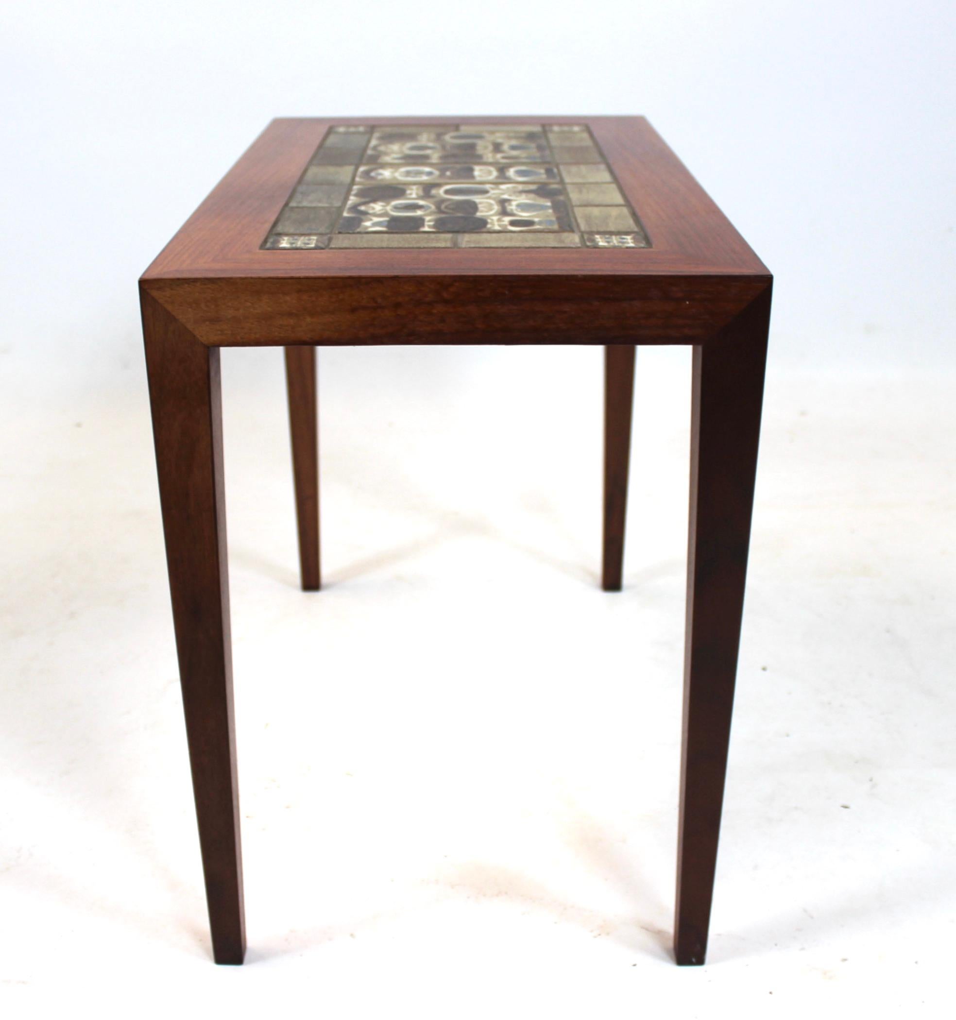 Side Table of Rosewood and Dark Blue Tiles, by Severin Hansen 1
