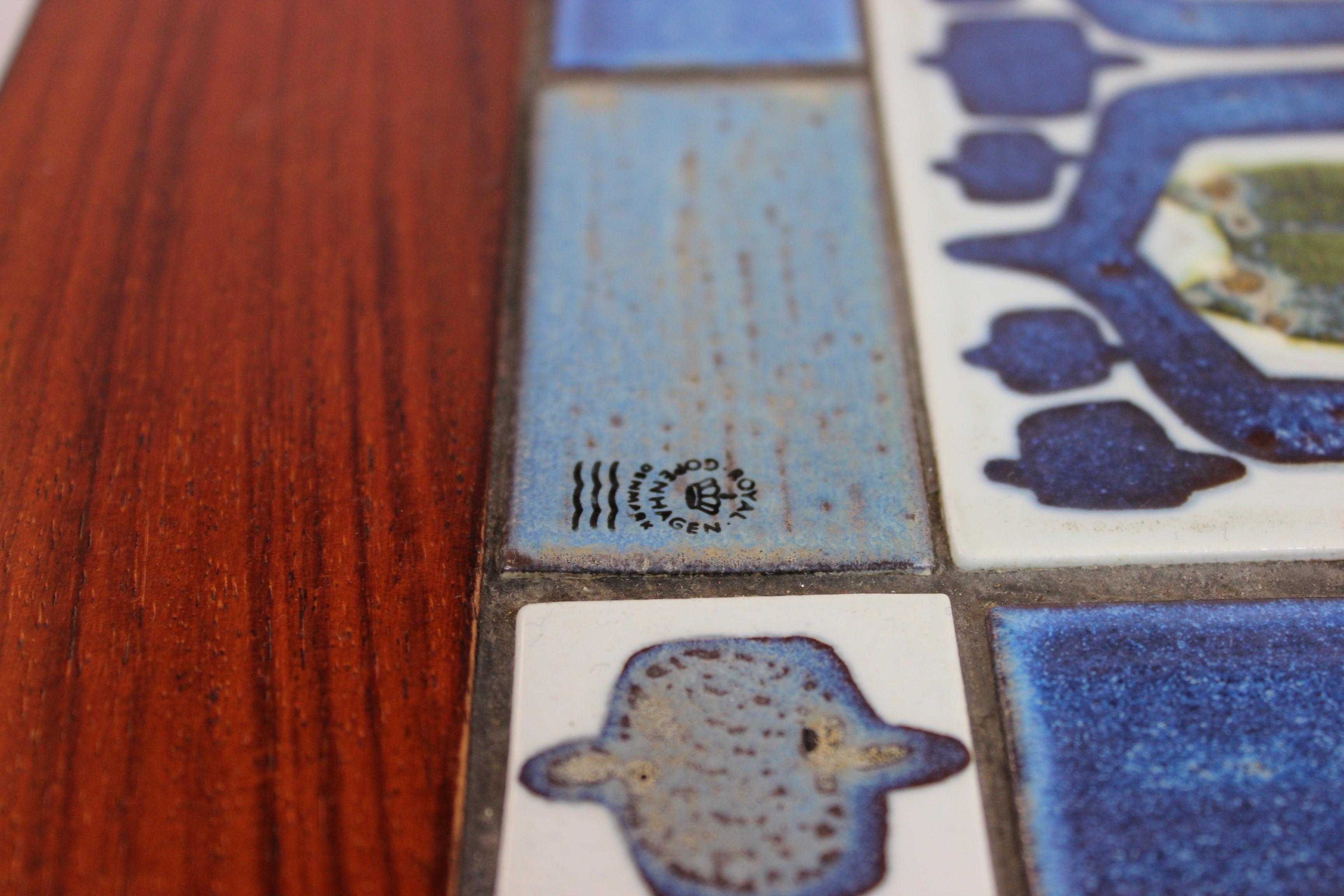 Side Table of Rosewood and Dark Blue Tiles, Severin Hansen for Haslev 1