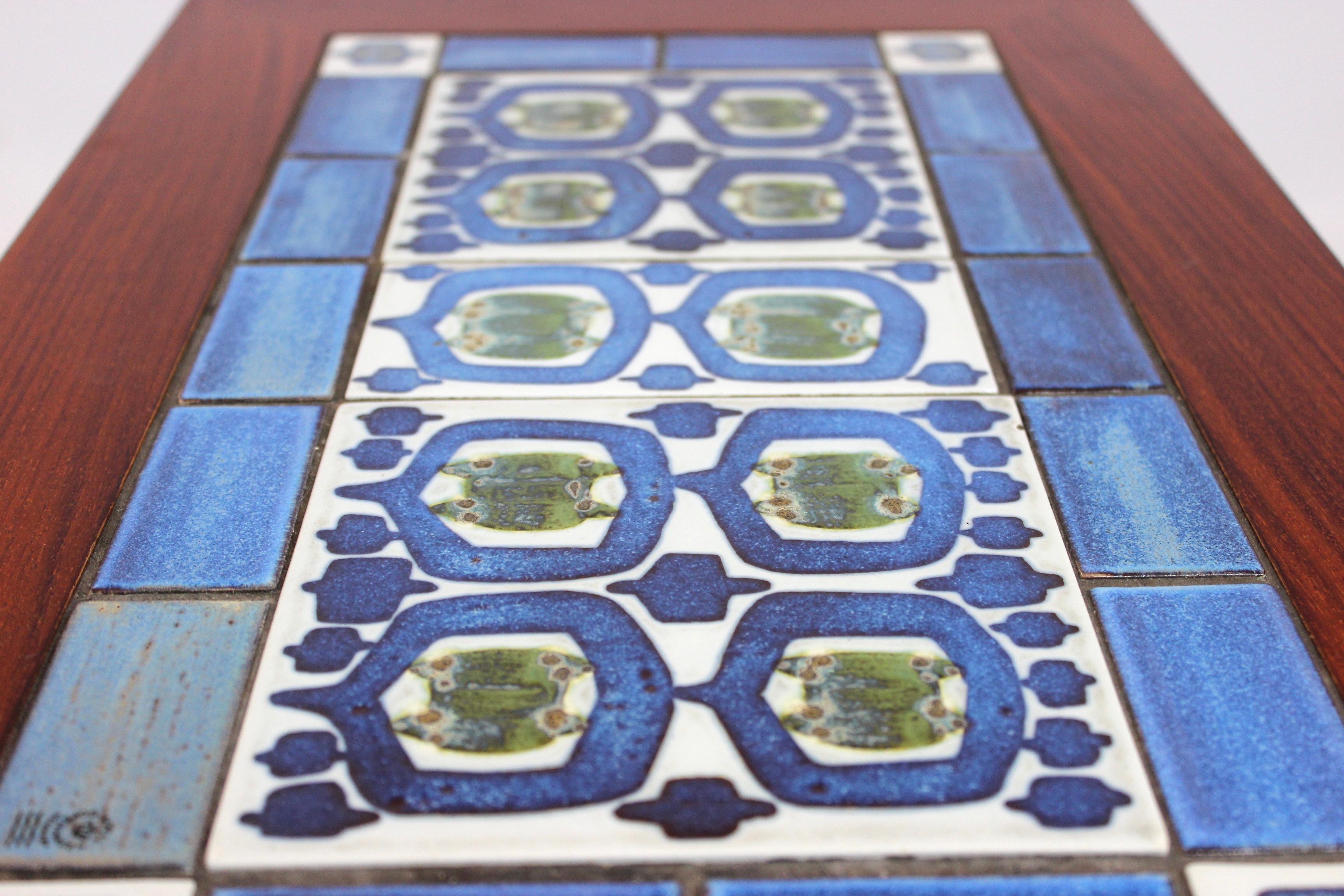 Side Table of Rosewood and Dark Blue Tiles, Severin Hansen for Haslev 2