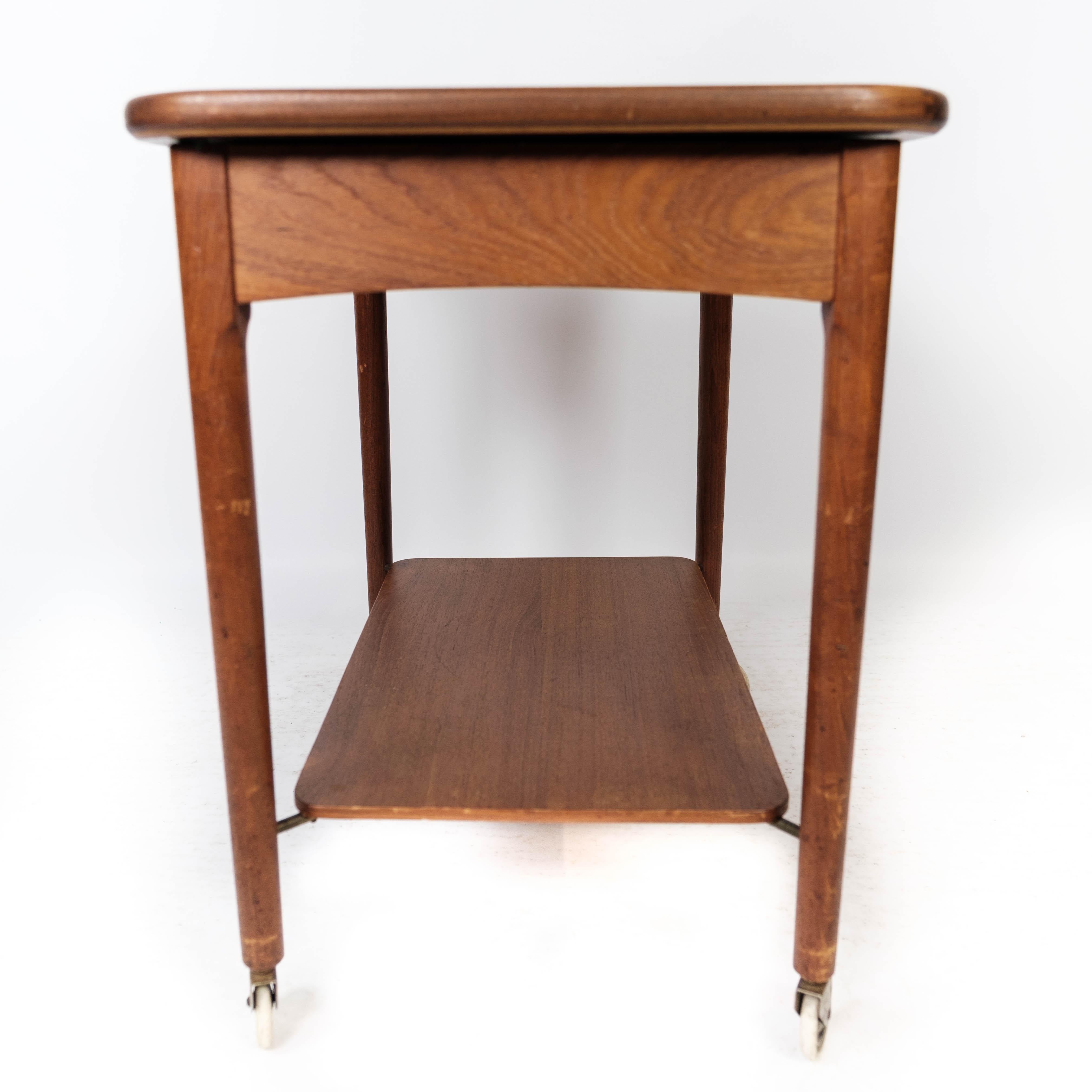 Side Table On Wheels Made In Teak Of Danish Design From 1960s For Sale 5