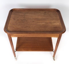 Side Table On Wheels Made In Teak Of Danish Design From 1960s