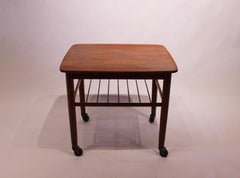 Side Table on Wheels with Shelf of Teak and of Danish Design from the 1960s