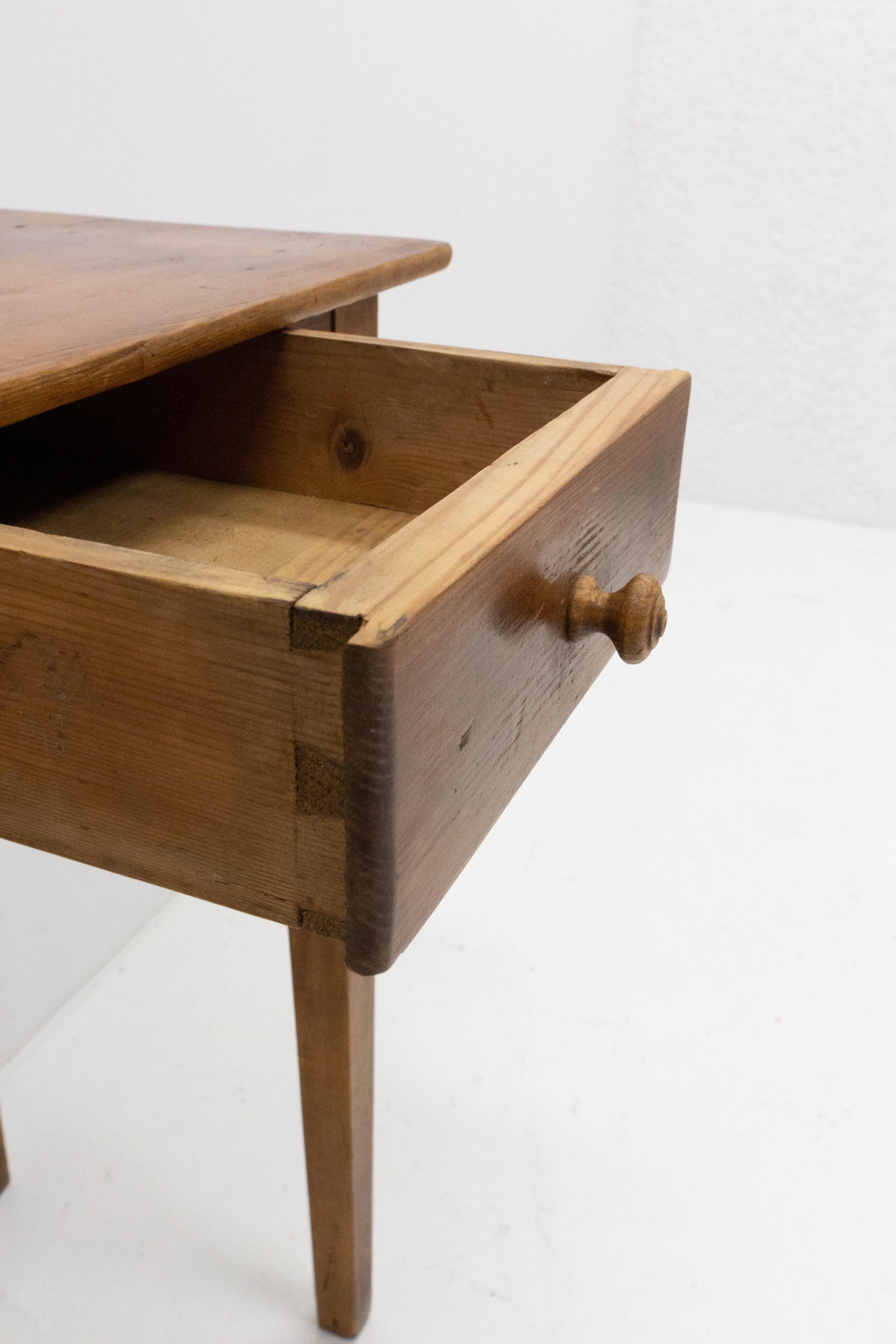 Wood Side Table or End Table with Drawer French, Early 20th Century