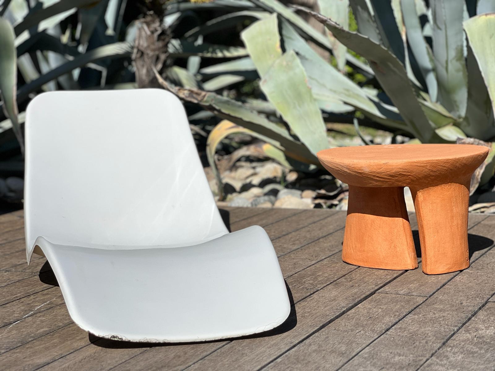 French Side table or seat in terracotta earthenware by Kseniya Kravtsova, 2024 For Sale