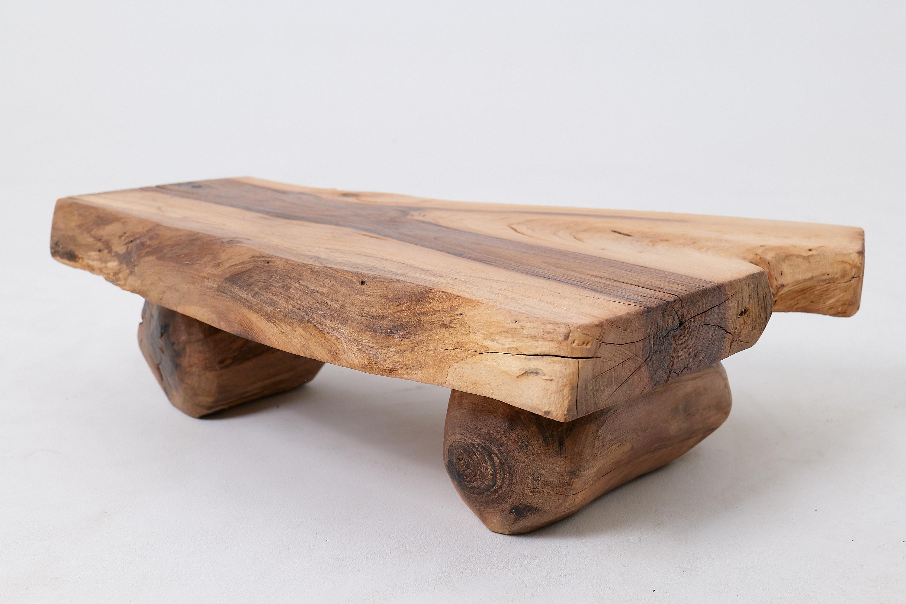 Side Table, Organic, Live-Edge, Walnut, Rustic, Minimalist Handmade By Logniture For Sale 3