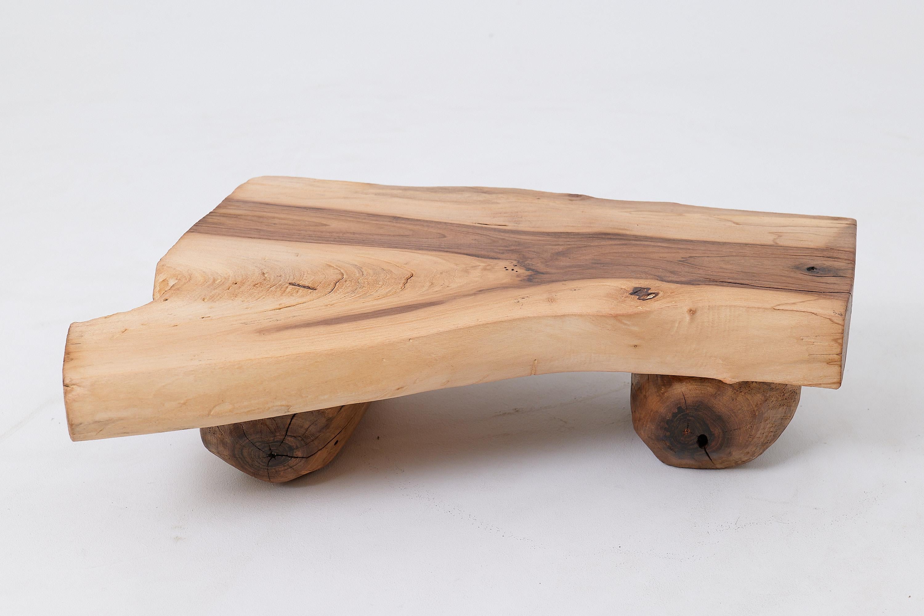 Croatian Side Table, Organic, Live-Edge, Walnut, Rustic, Minimalist Handmade By Logniture For Sale