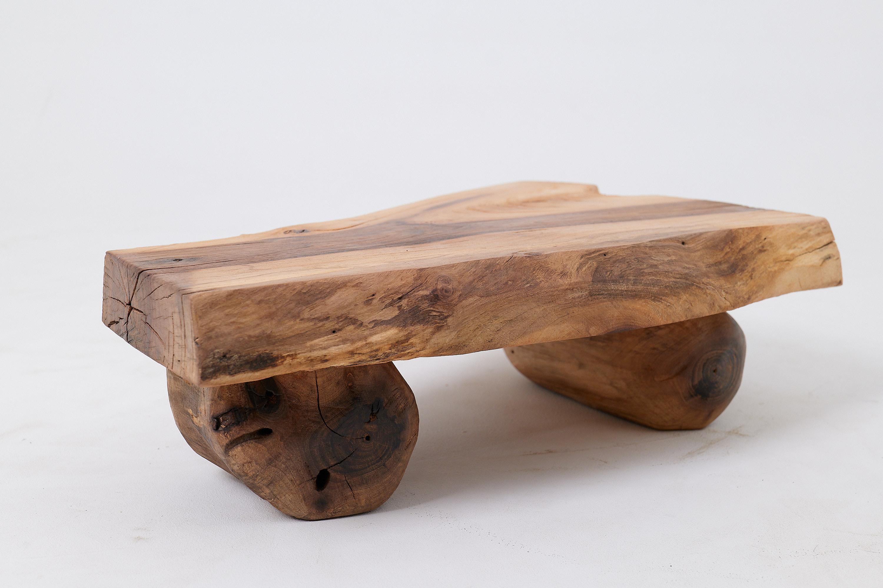 Contemporary Side Table, Organic, Live-Edge, Walnut, Rustic, Minimalist Handmade By Logniture For Sale