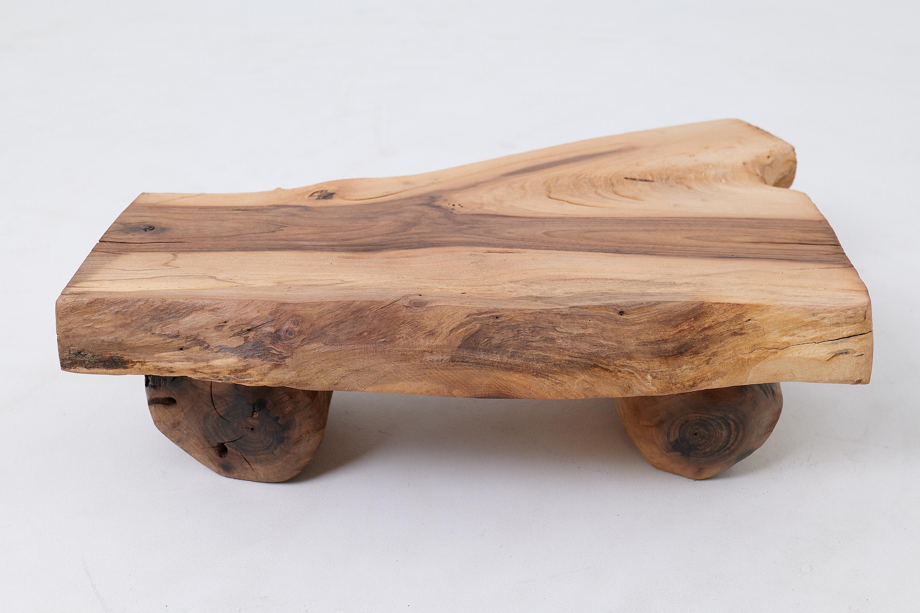 Wood Side Table, Organic, Live-Edge, Walnut, Rustic, Minimalist Handmade By Logniture For Sale