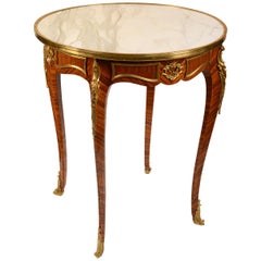 Side Table, Palosanto Wood, White Marble Top, Siglo XX