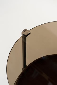 21st Century Modern Patinated Brass glass Walnut Side Table bedside