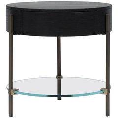 Mid-Century Modern Patinated Brass 
Oakwood 
Alice
 T79L Circular Side Table
