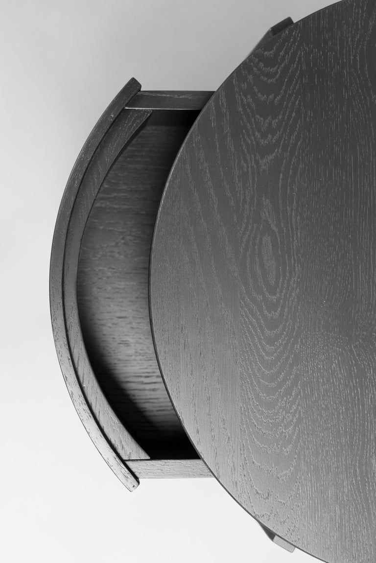 21st Century Modern Black Oakwood and Glass Alice T79L Side Table at