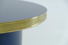 Side Table Round Pedestal High Gloss Circle Top Brass Tape Custom Color Medium