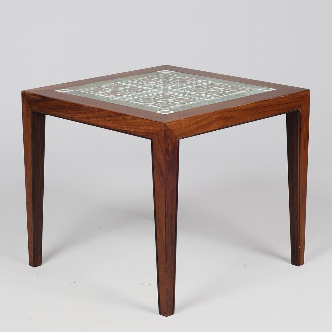 Scandinavian Modern Side Table Severin Hansen For Haslev Møbelsnedkeri With Royal Copenhagen Tiles For Sale