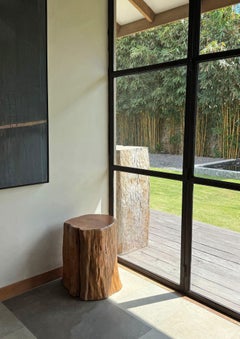 Side Table Solid Lychee Wood Natural Finish Modern Organic