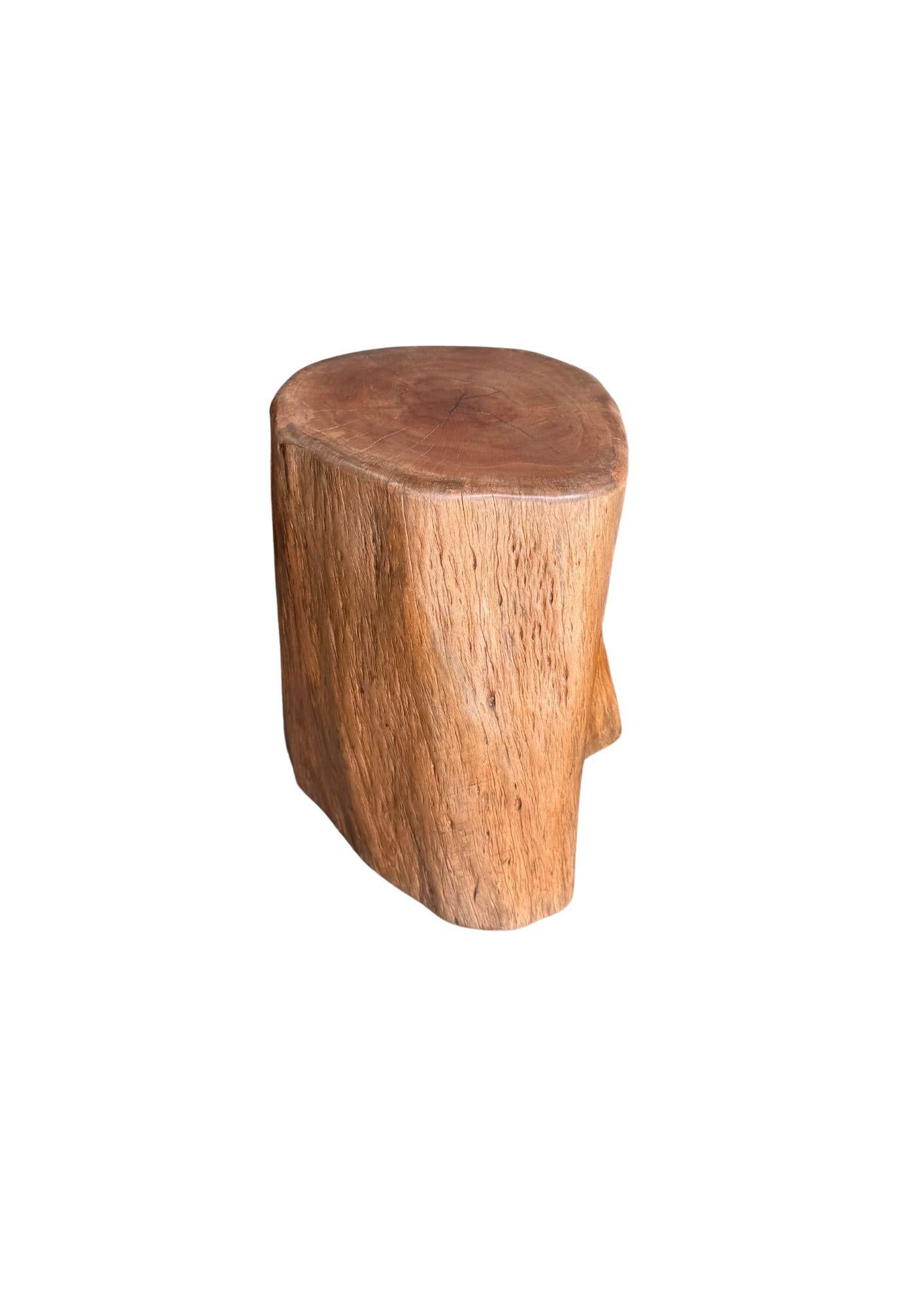 Une table d'appoint ronde merveilleusement organique. Son pigment neutre et sa texture boisée subtile s'intègrent parfaitement à tous les espaces. Cette table a été fabriquée à partir d'un tronc massif de litchi. Le bois a été poncé à de nombreuses