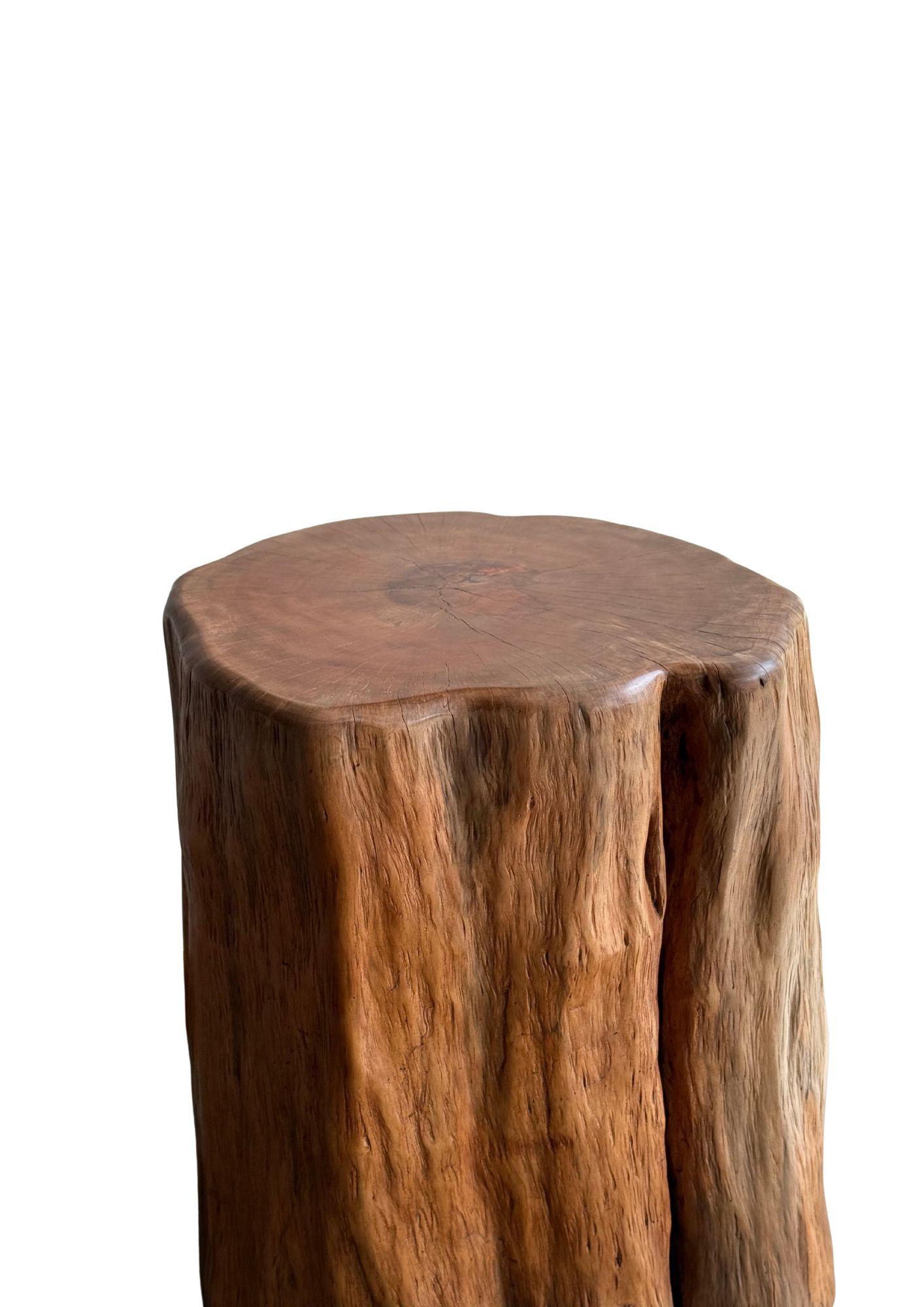 Fatto a mano Tavolino in legno massiccio di litchi con finitura naturale, moderno e organico in vendita