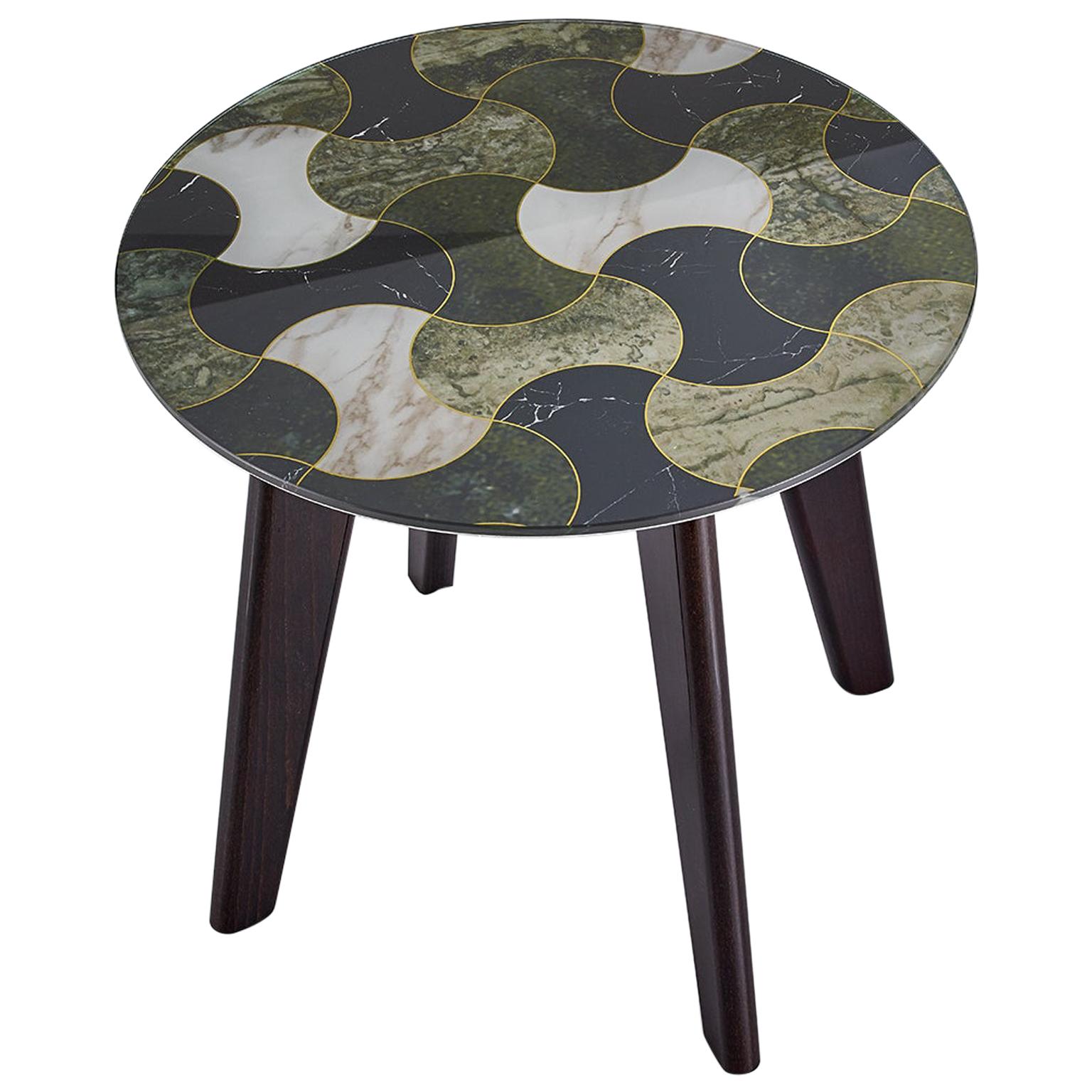 Side Table Solid Timber Legs in Matt Metallic Paint and Top in Vetrite For Sale