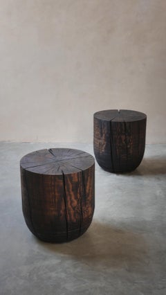 Side Table, Stool or Nightstand in Solid Wood Dark Finish, Auxiliary Table