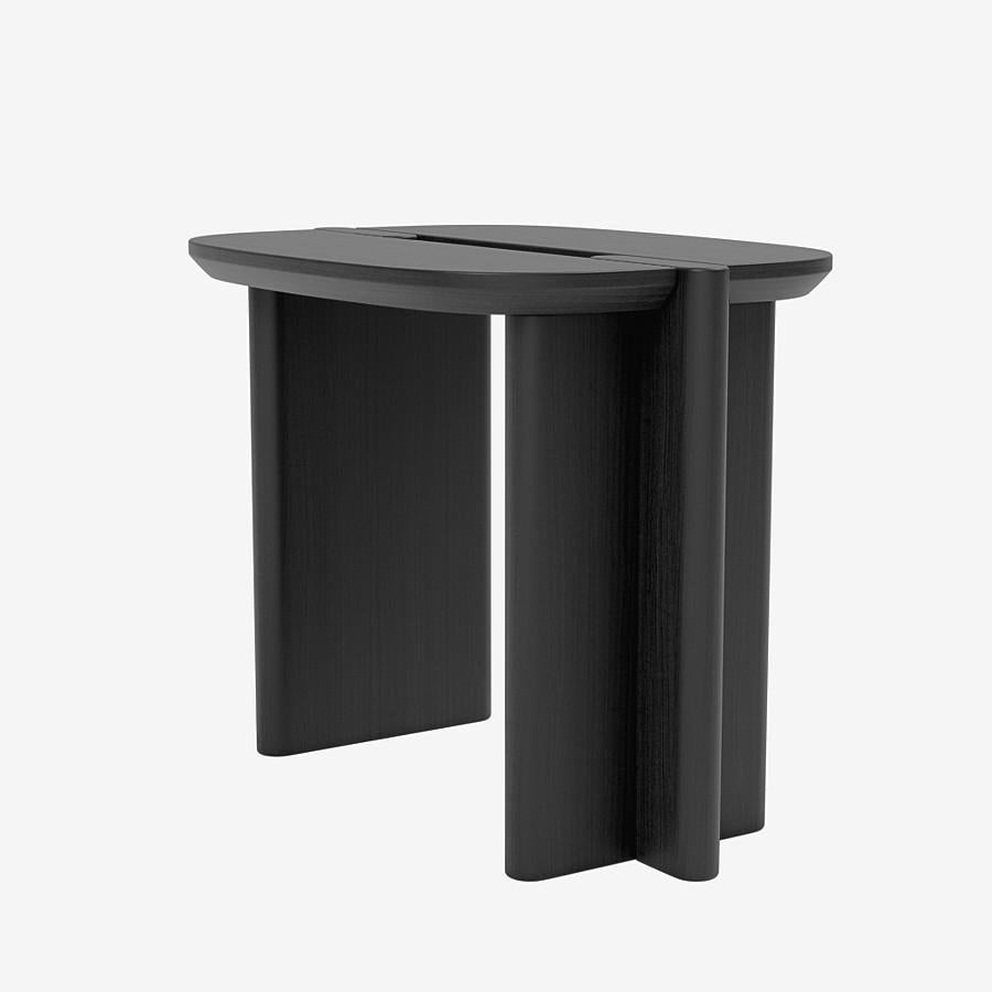 Side Table 'Surfside Drive' by Man of Parts, Large, Black Ash & Ivory Ash For Sale 9