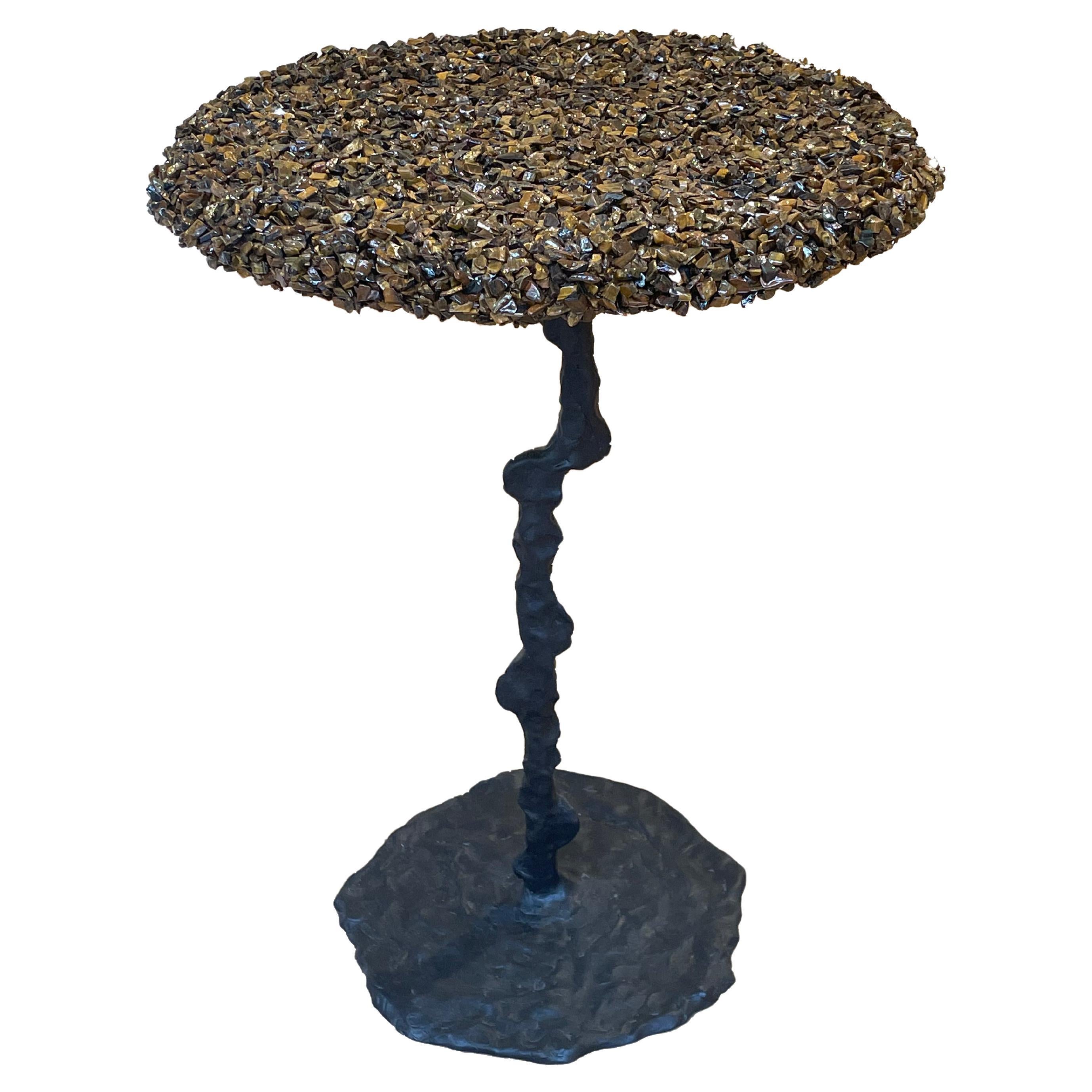 Side table, Tiger eye, brown, 18 inches, in stock
