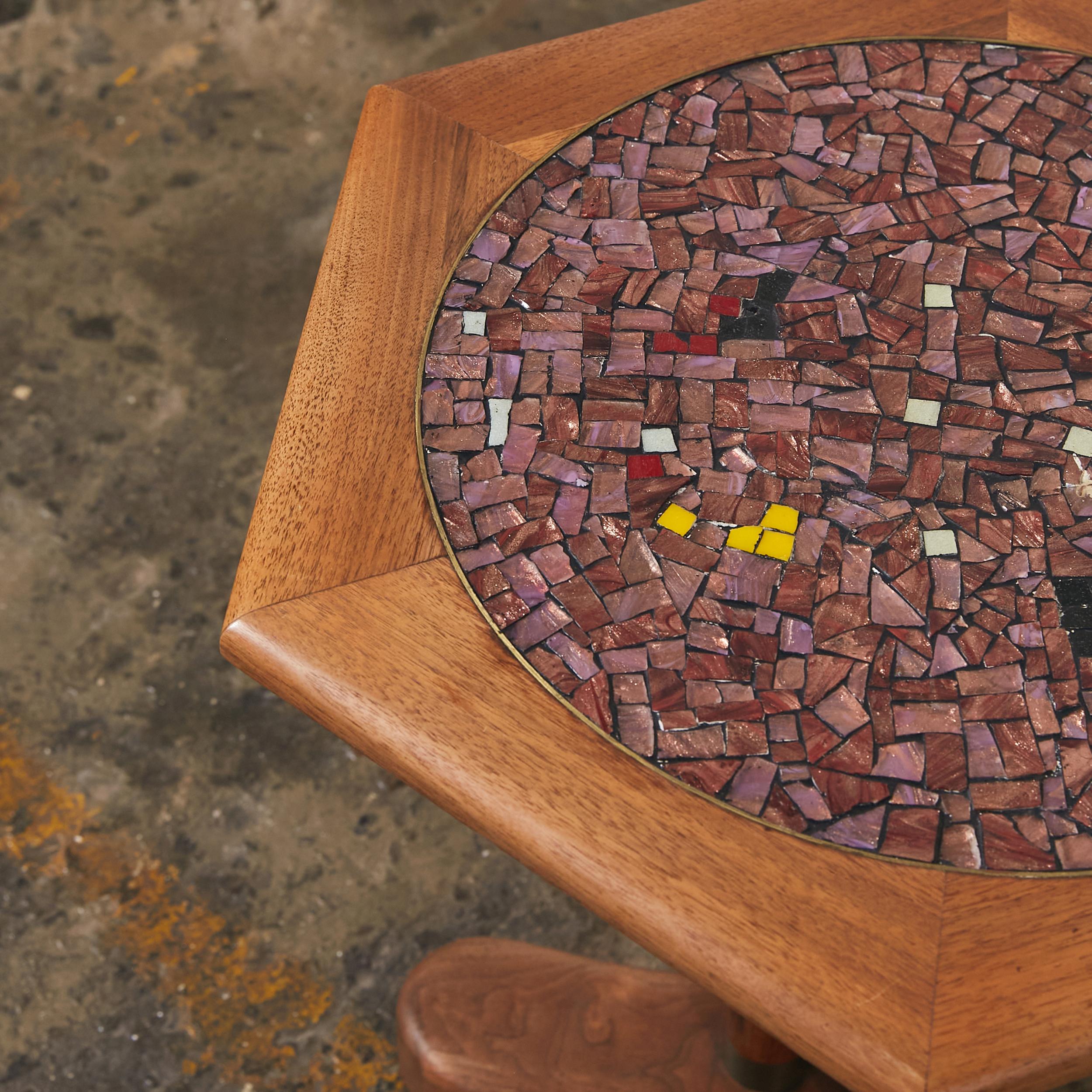 American Side Table Top Inlaid in Glass Mosaic in the Style of Gordon & Jane Martz