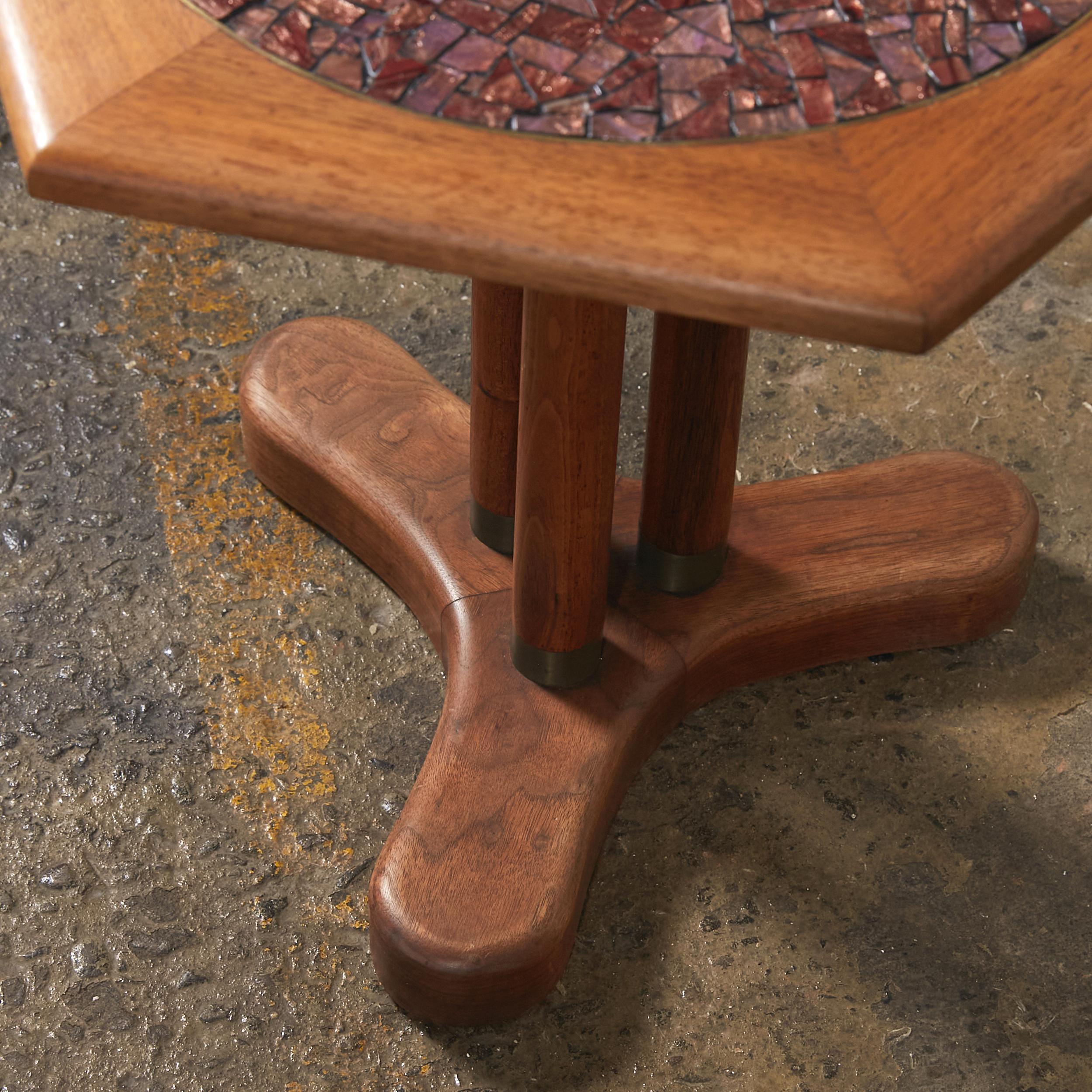 Walnut Side Table Top Inlaid in Glass Mosaic in the Style of Gordon & Jane Martz