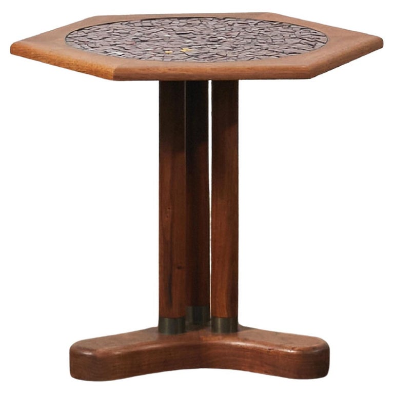 Side Table Top Inlaid with Glass Mosaics in the Style of Gordon and