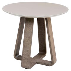 Table d'appoint Traviatta, cuir, plateau en verre